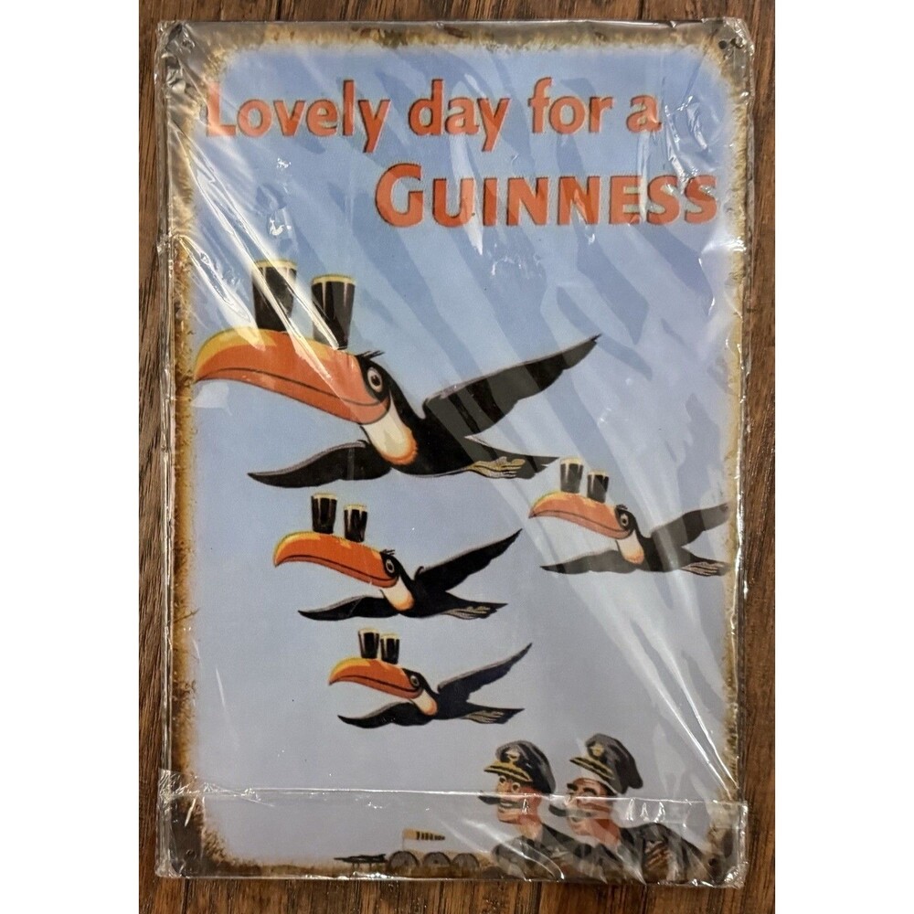 Lovely Day for a Guinness, blue, 8x12, Guinness Tin Sign Breweriana Collectible